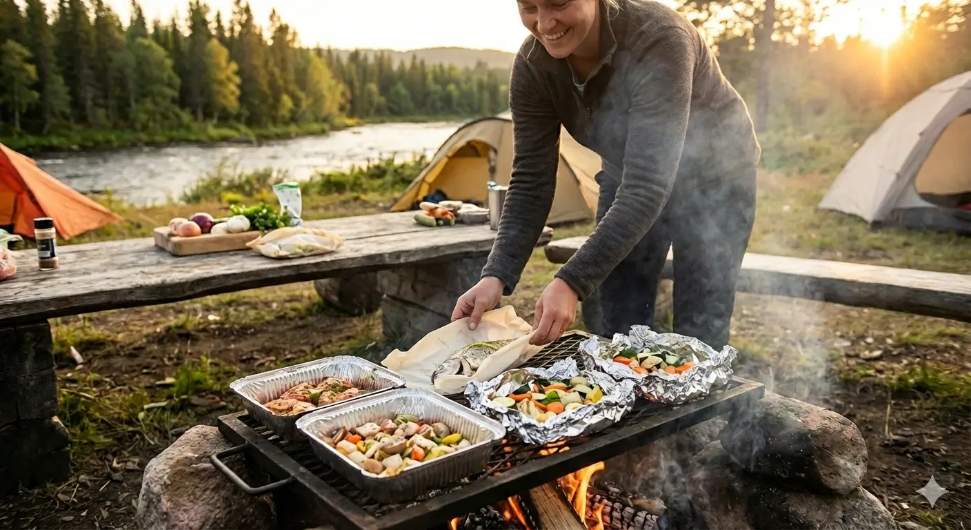 露營紙包魚做法，使用烘焙紙完全不沾鍋，露營省事料理示範