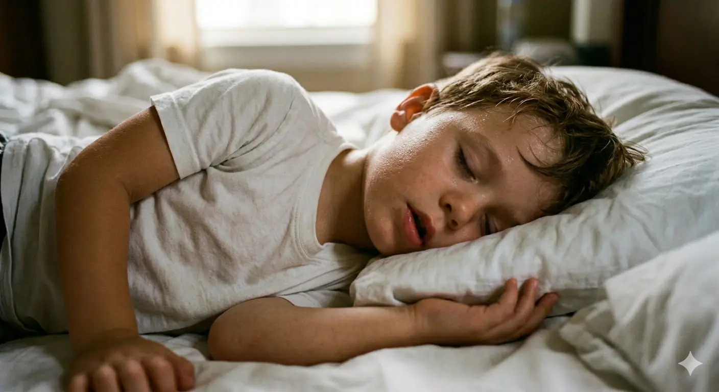 幼童睡覺流汗滿頭大汗